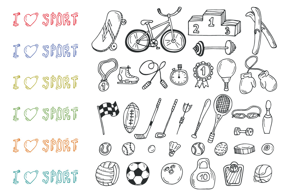 Hand drawn sport icon set, a Healthcare Illustration by Helen Sko (Photo 4 of 5)