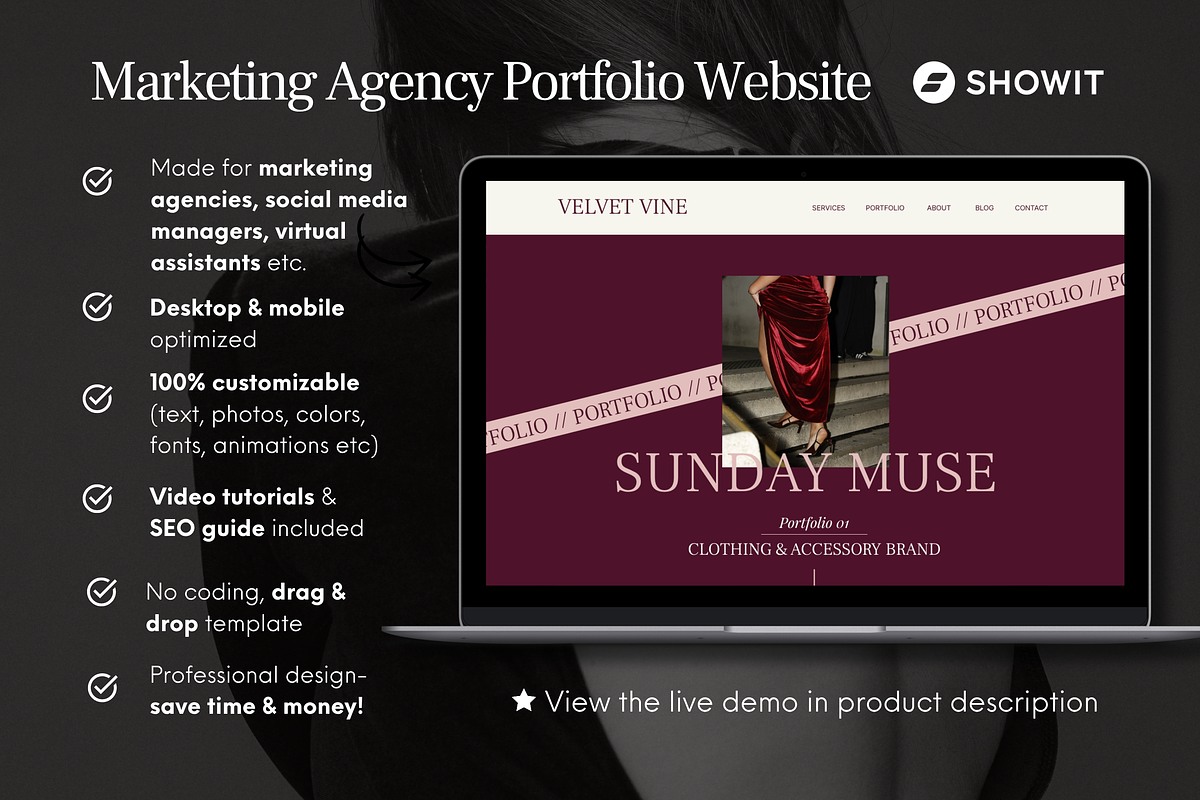 Dark Moody Agency Portfolio Website, a Squarespace Template by Warmsoulgallery (Photo 5 of 11)