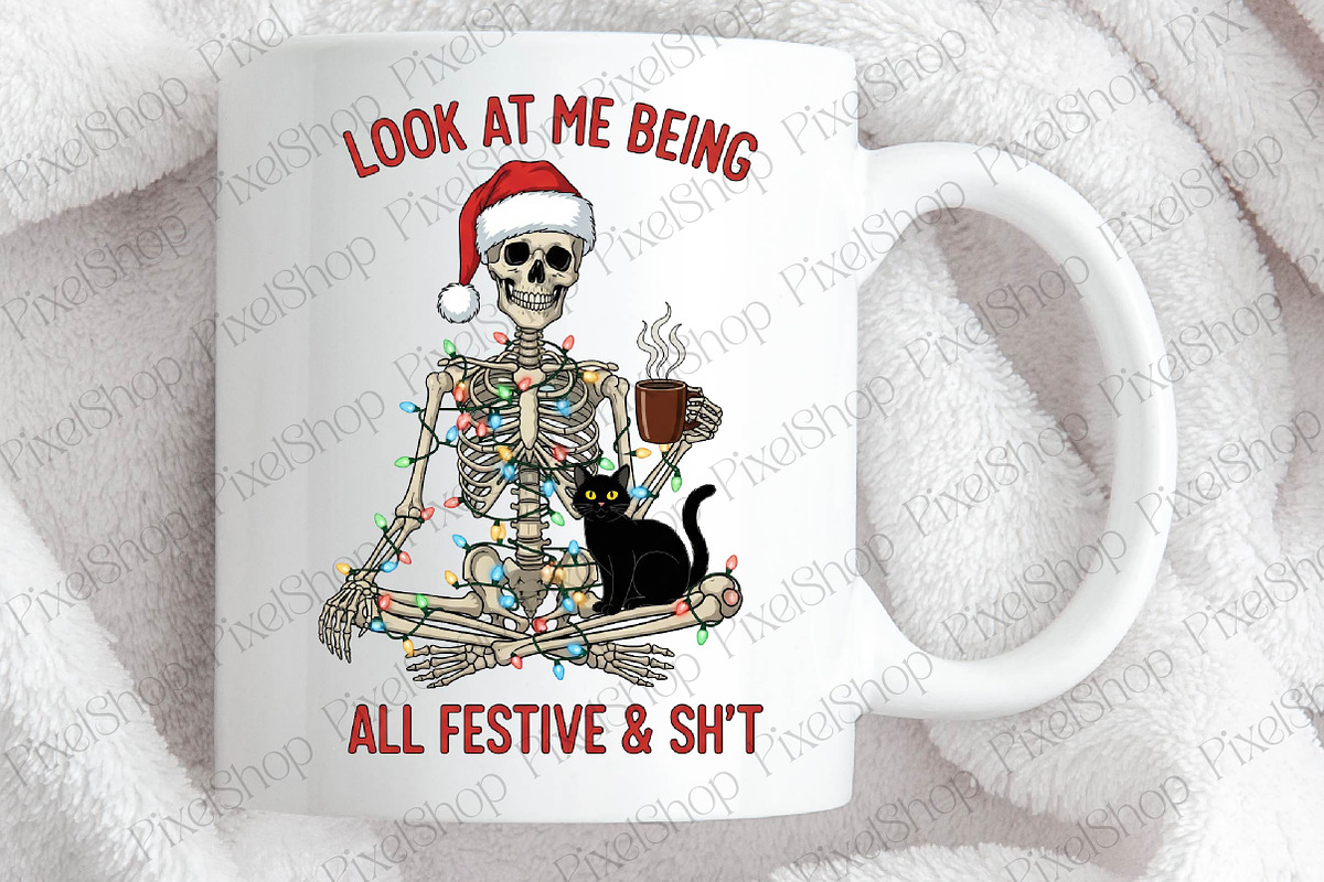 Funny Christmas Png, Snarky Skeleton, an Illustration by DreamPrint404 (Photo 4 of 4)