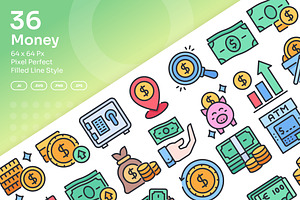 Money Icons Set - Filled Line, an Icon by Kmg Design