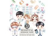 Hospital Watercolor, medical clipart, an Illustration by CharmClipart (Thumbnail 1 of 9)
