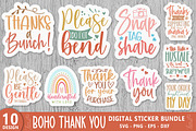 Boho Thank You Sticker Bundle, an Object Graphic by FiveStarCrafting (Thumbnail 1 of 11)