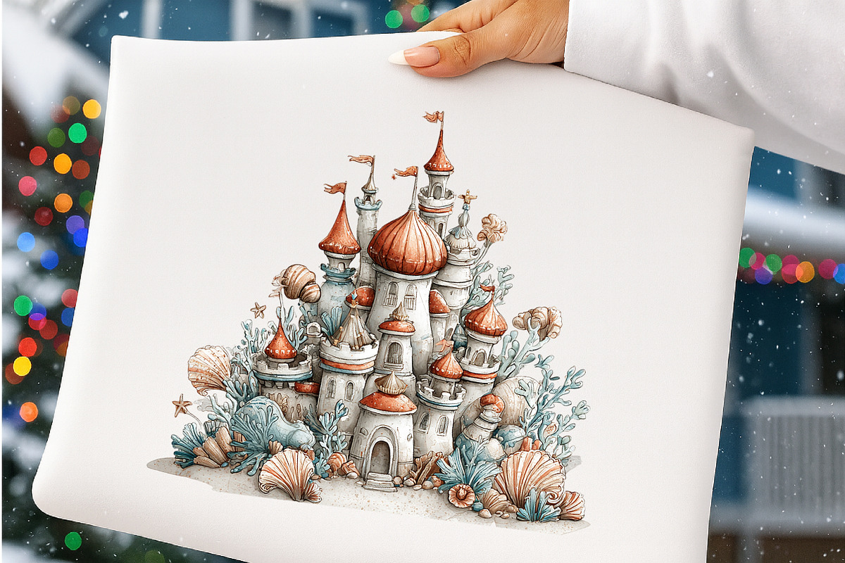 whimsical summer sandcastle clipart, an Illustration by GatewayDesign (Photo 6 of 7)