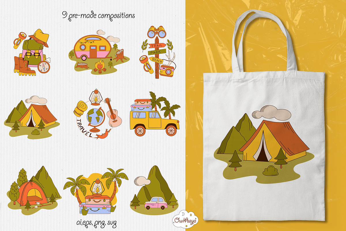 Traveling vector collection, an Object Graphic by owlasya (Photo 4 of 10)