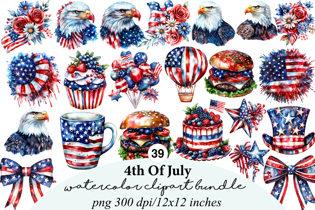 4th Of July Clipart Bundle, an Illustration by Digital Artistic99 (Photo 1 of 9)