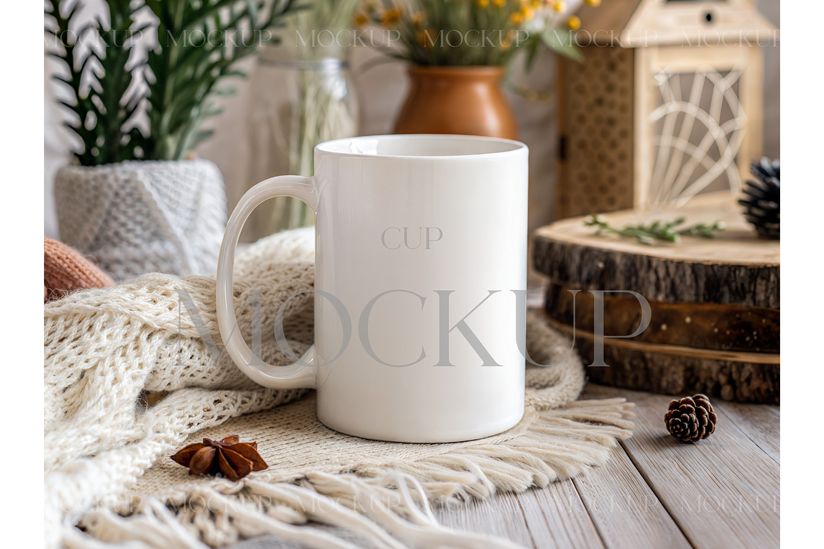 Cozy Cup Mockup with Knit Blanket, a Product Mockup by MockupWizard (Photo 1 of 3)