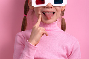 Playful Girl in 3D Glasses, a Person Photo by Ales Munt