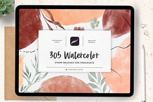 305 Watercolor Brushes For Procreate