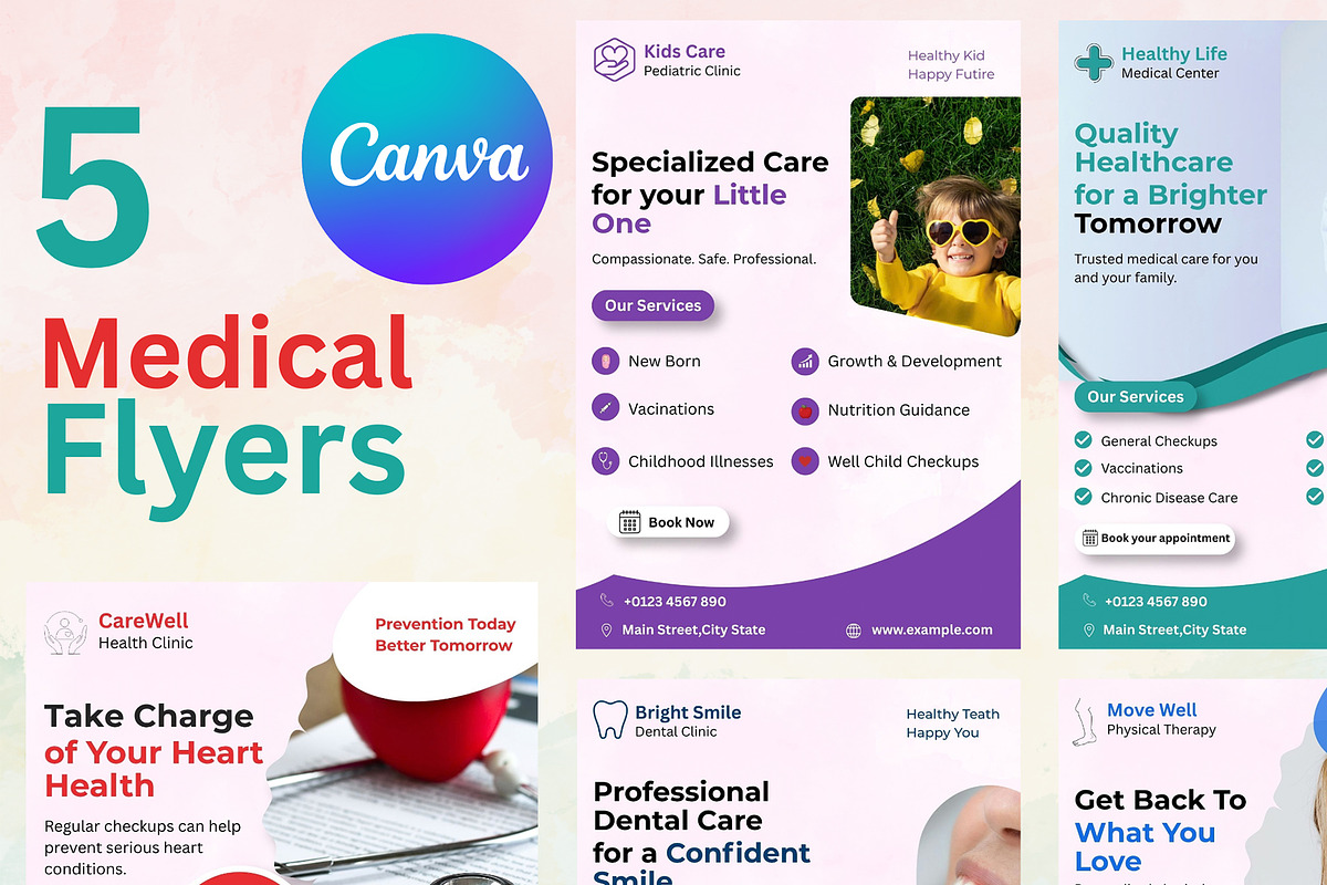 Clinic Flyer Template Editable Canva, a Flyer Template by Mohammad Sarfaraz (Photo 1 of 11)