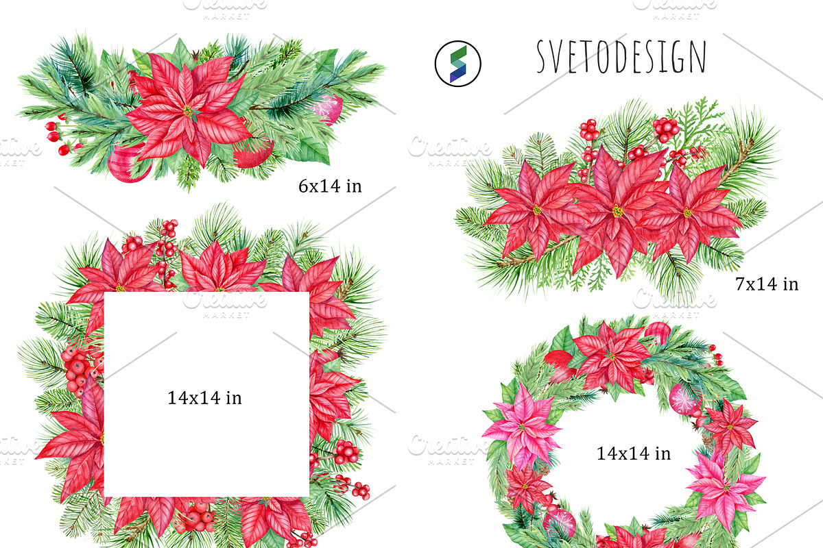 Christmas Red Poinsettia PNG, an Illustration by svetodesign (Photo 2 of 5)