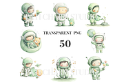 50 Kawaii Astronaut Clipart, a Decorative Illustration by Pati Charm Studio (Thumbnail 4 of 9)