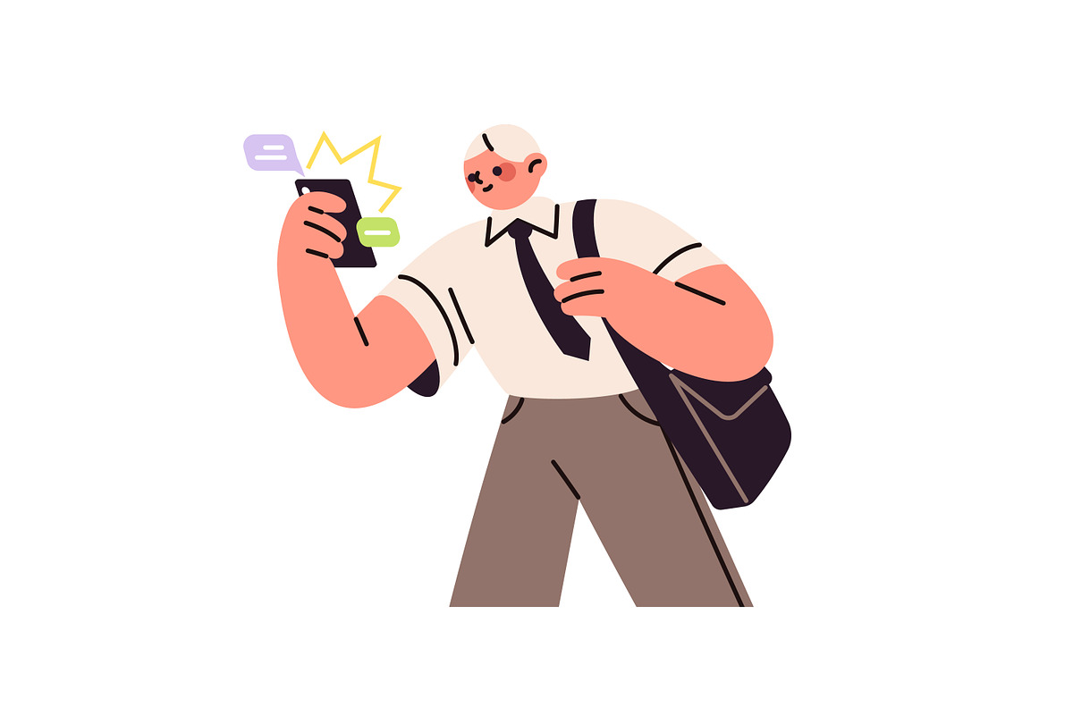 People using smartphones set, a Person Illustration by PaperTrident (Photo 11 of 11)