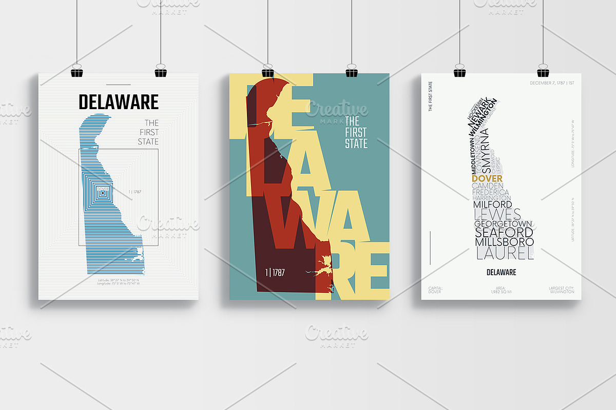 USA State Maps | Posters 3 Styles 1, an Illustration by MaximGertsen (Photo 2 of 8)
