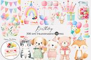 Watercolor Birthday Clipart, an Illustration by Designworld (Thumbnail 1 of 4)