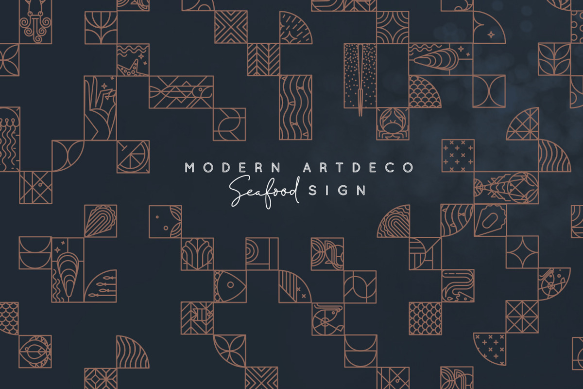 Modern Art Deco Seafood Art, an Outline Icon by Anna (Photo 1 of 6)