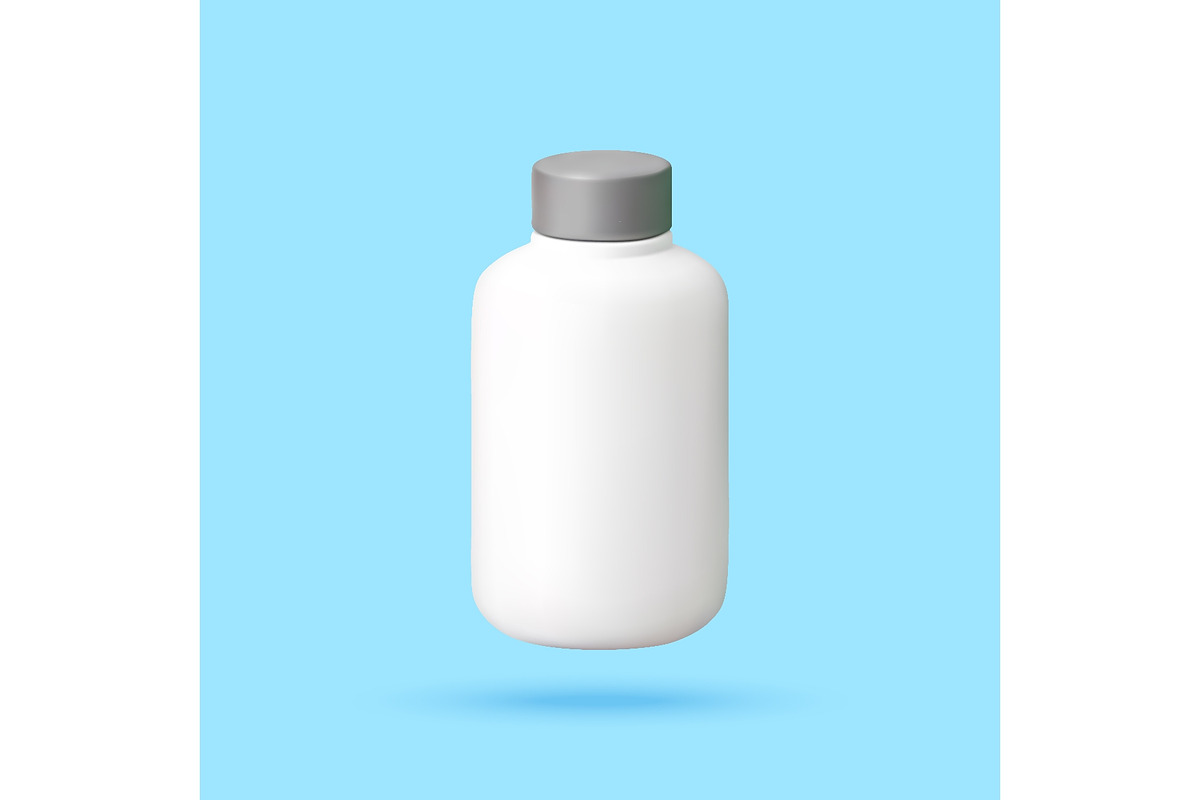 3D White Supplement Bottle on Blue, an Object Illustration by Abscent (Photo 1 of 3)