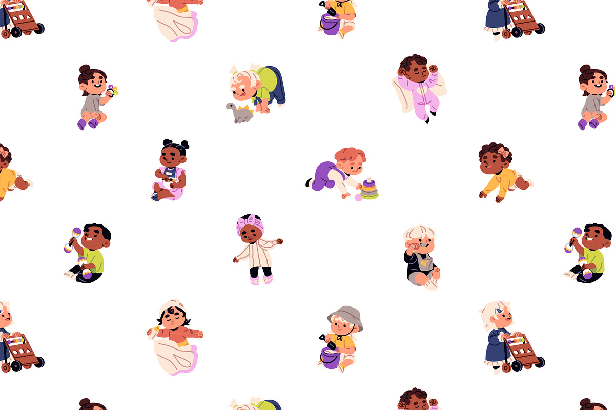 Cute babies life set + pattern, a Person Illustration by PaperTrident (Photo 5 of 5)