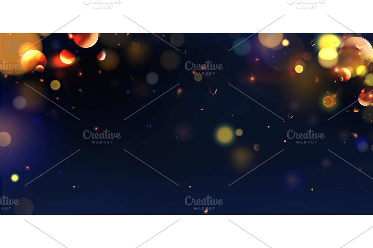 Festive bokeh lights on dark blue, an Illustration by art PVP - market