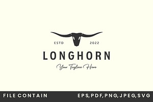 Texas Longhorn Vintage Logo Vector