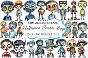 Quirky Halloween Boy Clipart Zombie, an Illustration by designcity5 (Thumbnail 1 of 5)