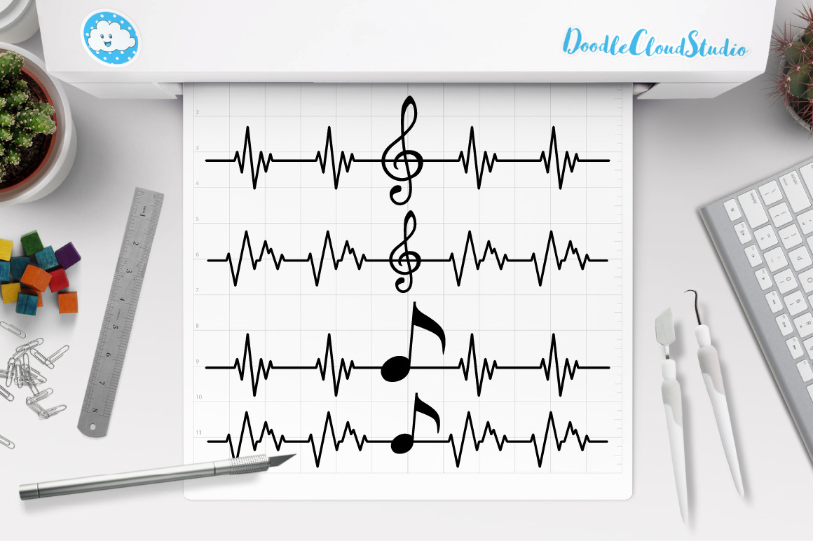 Musical Notes SVG, Musical Heartbeat, an Illustration by Doodle Cloud ...