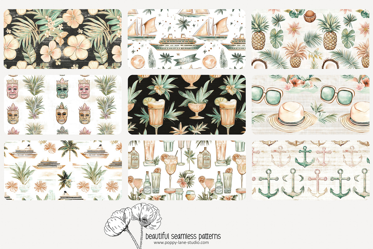 70 tropical beach seamless pattern, a Pattern Graphic by Poppy Lane Studio