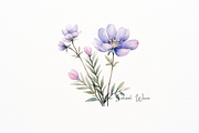 Watercolor Alpine Flowers Clipart, a Decorative Illustration by New-School-Wave (Thumbnail 2 of 6)