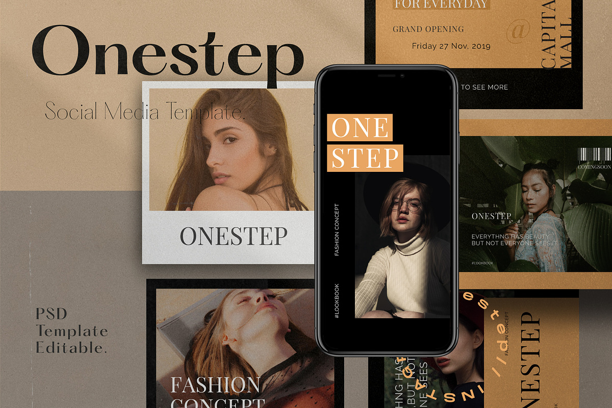 One Step - Social Media Pack+Stories, a Social Media Template by Dirtytemp Studio (Photo 1 of 13)