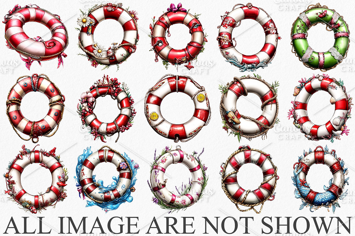 Whimsical Summer Lifebuoy Clipart, an Illustration by Canvas Craft (Photo 2 of 7)
