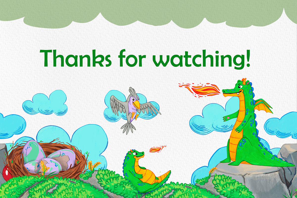 Dragon & Friends Watercolor Clipart, an Illustration by Nastya Che (Photo 10 of 10)