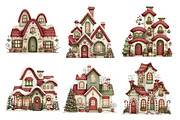 Whimsical Christmas House Clipart, a Seasonal Illustration by Creative Art (Thumbnail 3 of 7)