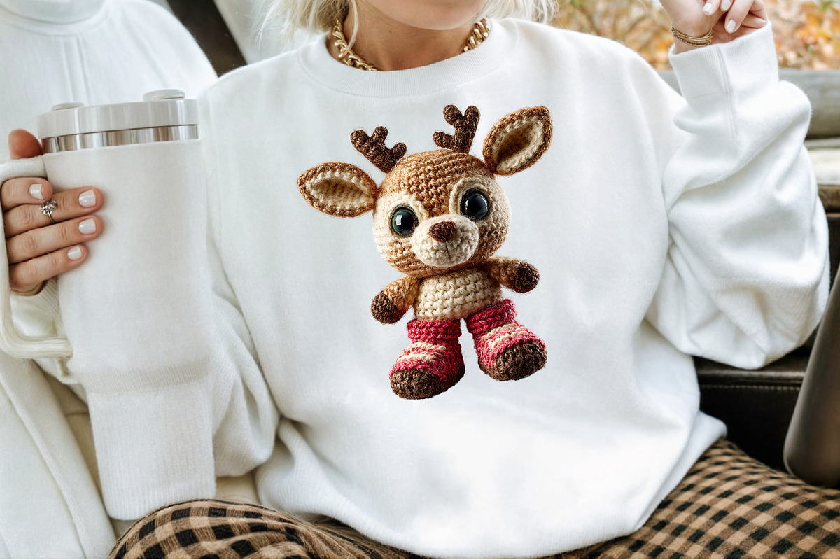Christmas Crochet Reindeer Clipart, an Illustration by Sublimation Artist (Photo 4 of 6)