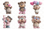Quirky Valentines Teddy Bear Clipart, an Illustration by Black Bird Studio (Thumbnail 5 of 6)