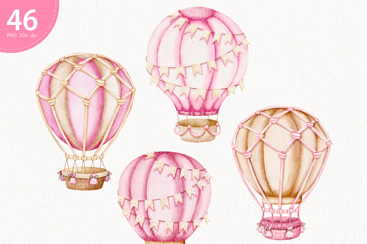 Hot Air Balloon Clipart, a Transportation Illustration by TitaLivingArt (Photo 3 of 11)