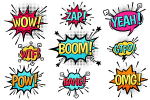 Comic Explosion Speech Bubbles.