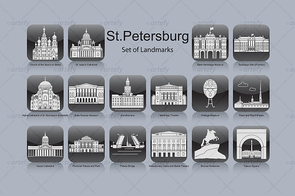St. Petersburg Landmark Icons (16X)