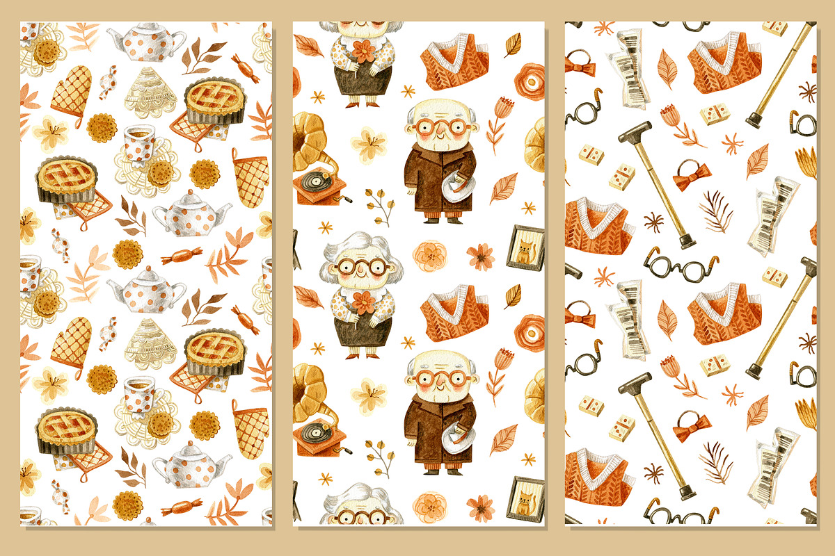 Cute Grandmothers and Grandfathers, an Illustration by babenkoirusa (Photo 8 of 12)