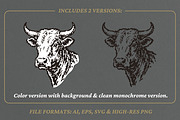 Vintage Bull Head Illustration, an Animal Illustration by lettett (Thumbnail 2 of 3)