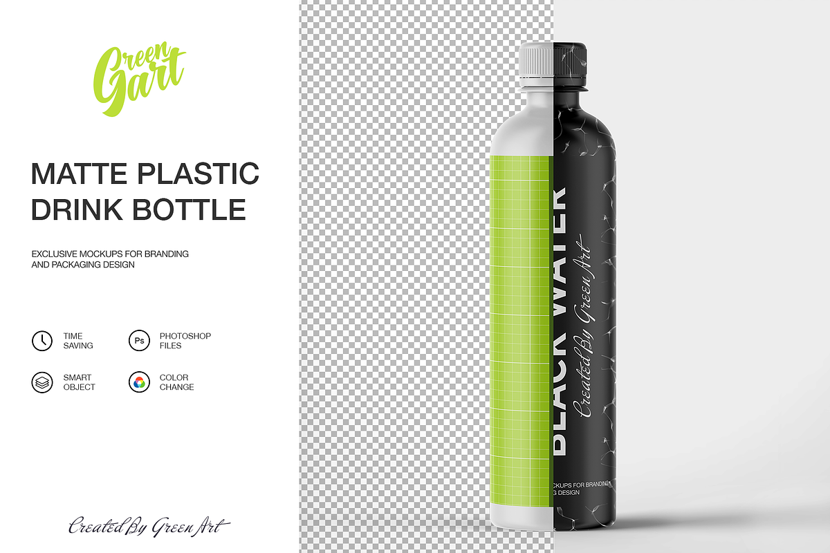 Matte Plastic Drink Bottle Mockup, a Product Mockup by Green Art (Photo 2 of 4)