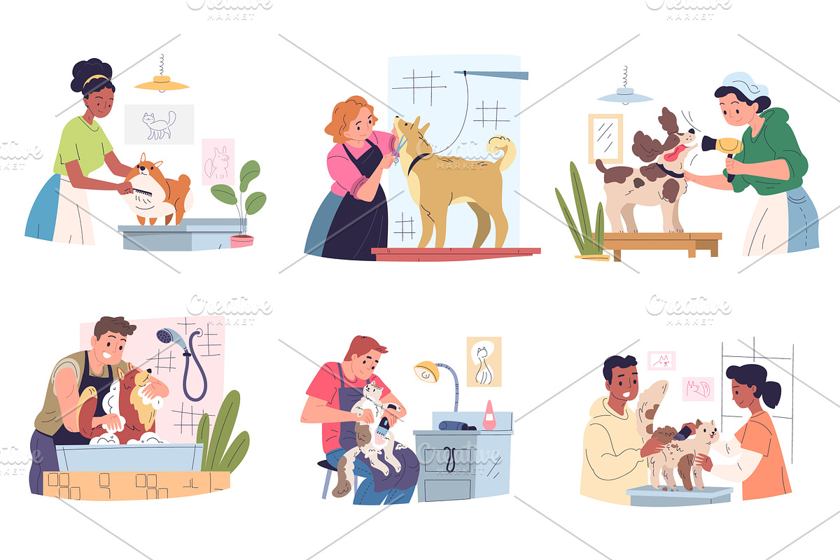 Pets grooming service. Dog and cat, an Animal Illustration by Stock-Smart-Start