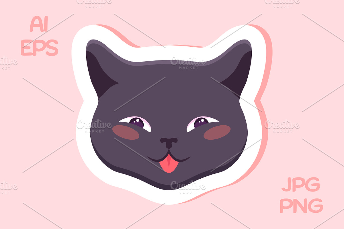 Gray Cat Emoji Stickers, an Animal Illustration by PsychocheArt (Photo 8 of 9)