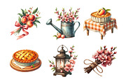 Peach Garden Watercolor Clipart, an Illustration by Daily.Designs (Thumbnail 2 of 5)