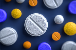 An array of medical pills, featuring, a Health & Medical Photo by ZinetroN