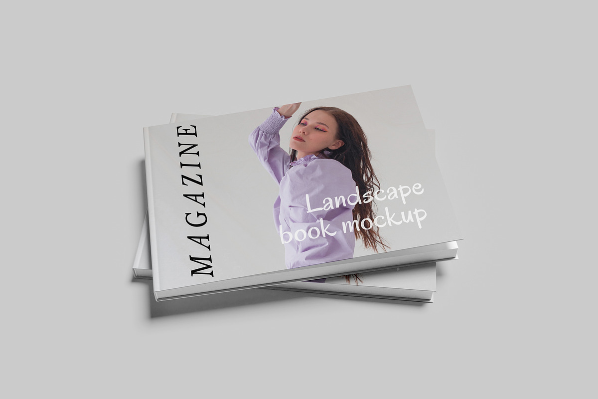 Landscape Magazine and Book Mockup, a Books & Magazine Mockup by ...