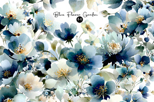 Elegant Midnight Blue Florals, an Illustration by DreamCafeArt