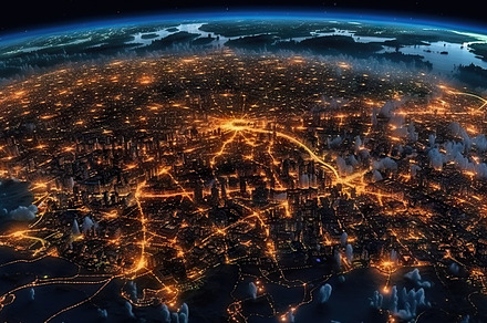 World map satellite picture, view of city lights background. Gen, a Background Photo by AS photostudio