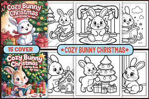 70 Cozy Bunny Christmas Coloring, a Seasonal Illustration by Design Station