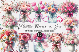 Valentine Flowers in Jar Clipart, an Illustration by Designworld