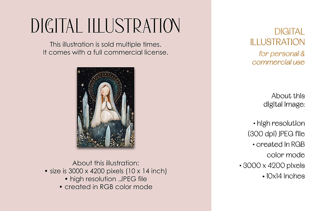 Virgin Mary With Halo Illustration, a Person Illustration by The Dutch Lady Designs (Photo 3 of 4)
