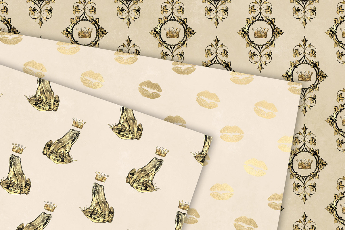 Ivory & Gold Princess Digital Paper, a Pattern Graphic by Digital Curio